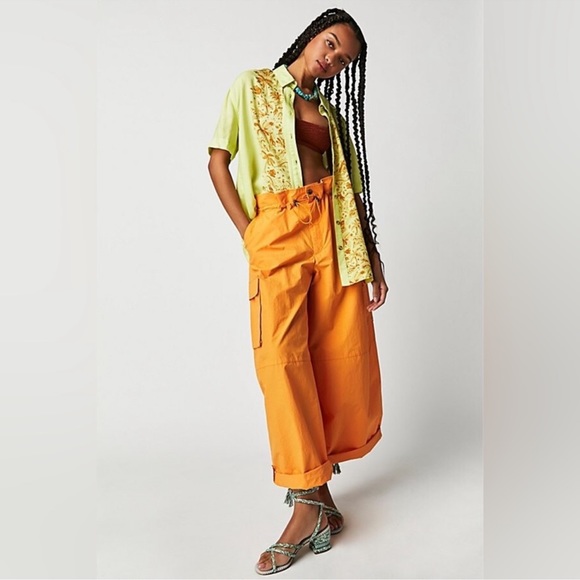 Free People Hallie Nylon Pants Orange Size XS